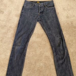 Charcoal gray selvedge jeans by Brave Star